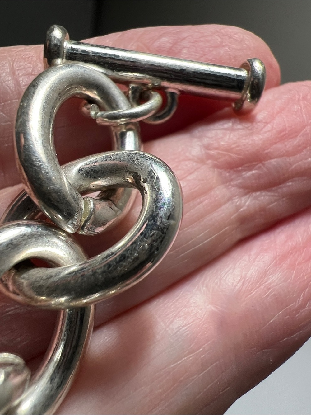 Shiny Silver Chunky Link Bracelet - Estate Vintage - Picture 10 of 15